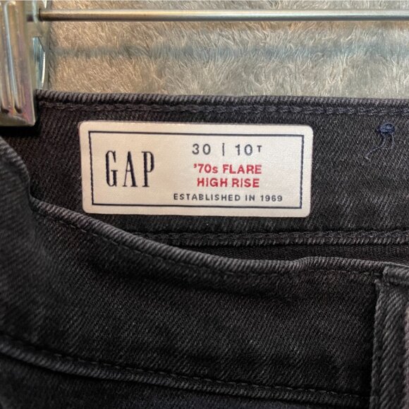 GAP Women Classic Retro 70s Ultra High Rise Flare Stretch Black Denim Jean 10* - Picture 5 of 9